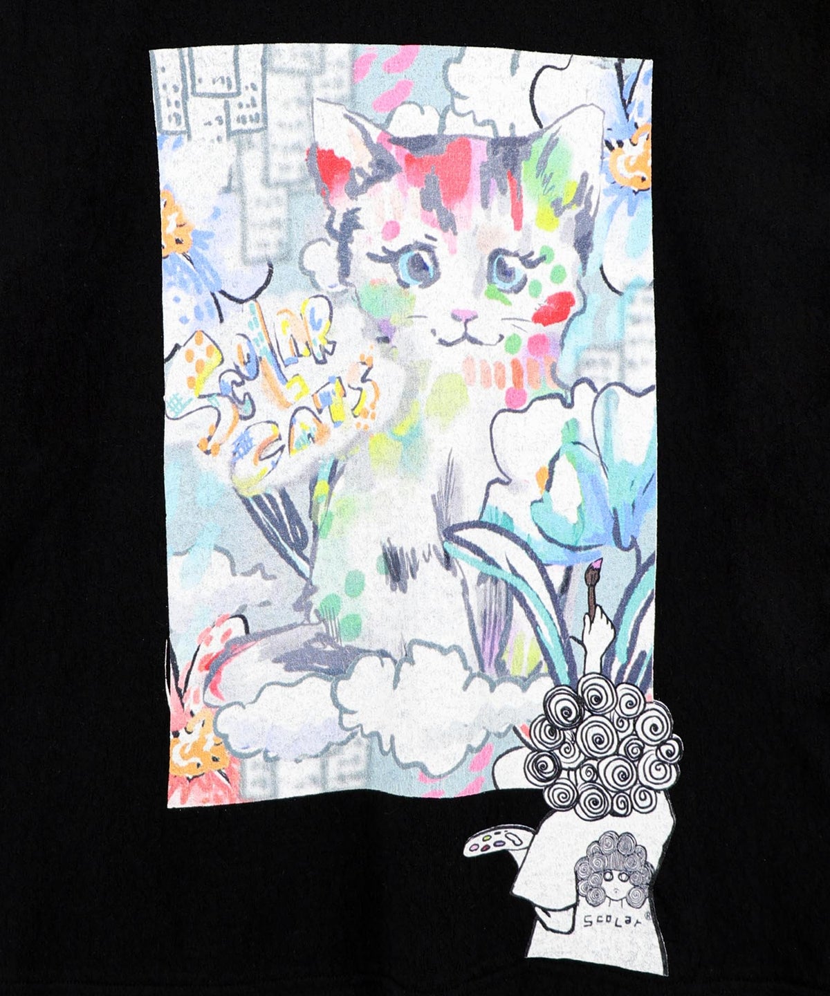 画家スカラーちゃん ネコ柄Tシャツ-11