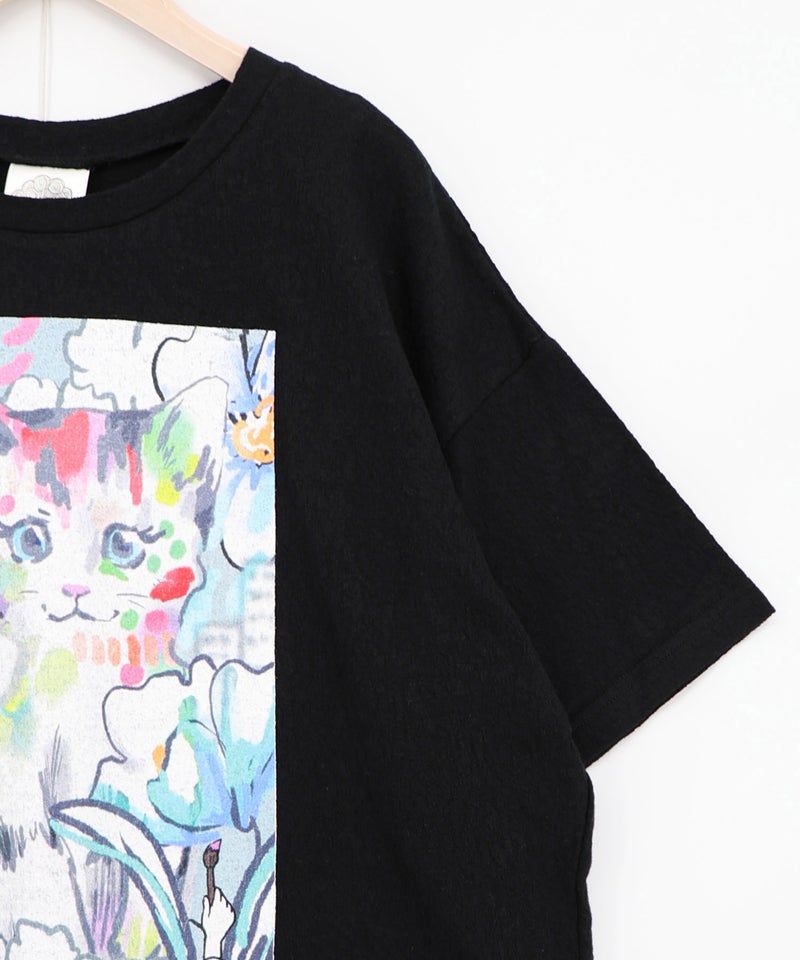 画家スカラーちゃん ネコ柄Tシャツ-13
