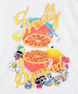 オレンジ大好きうさぎ柄 フリル付きTシャツ-5