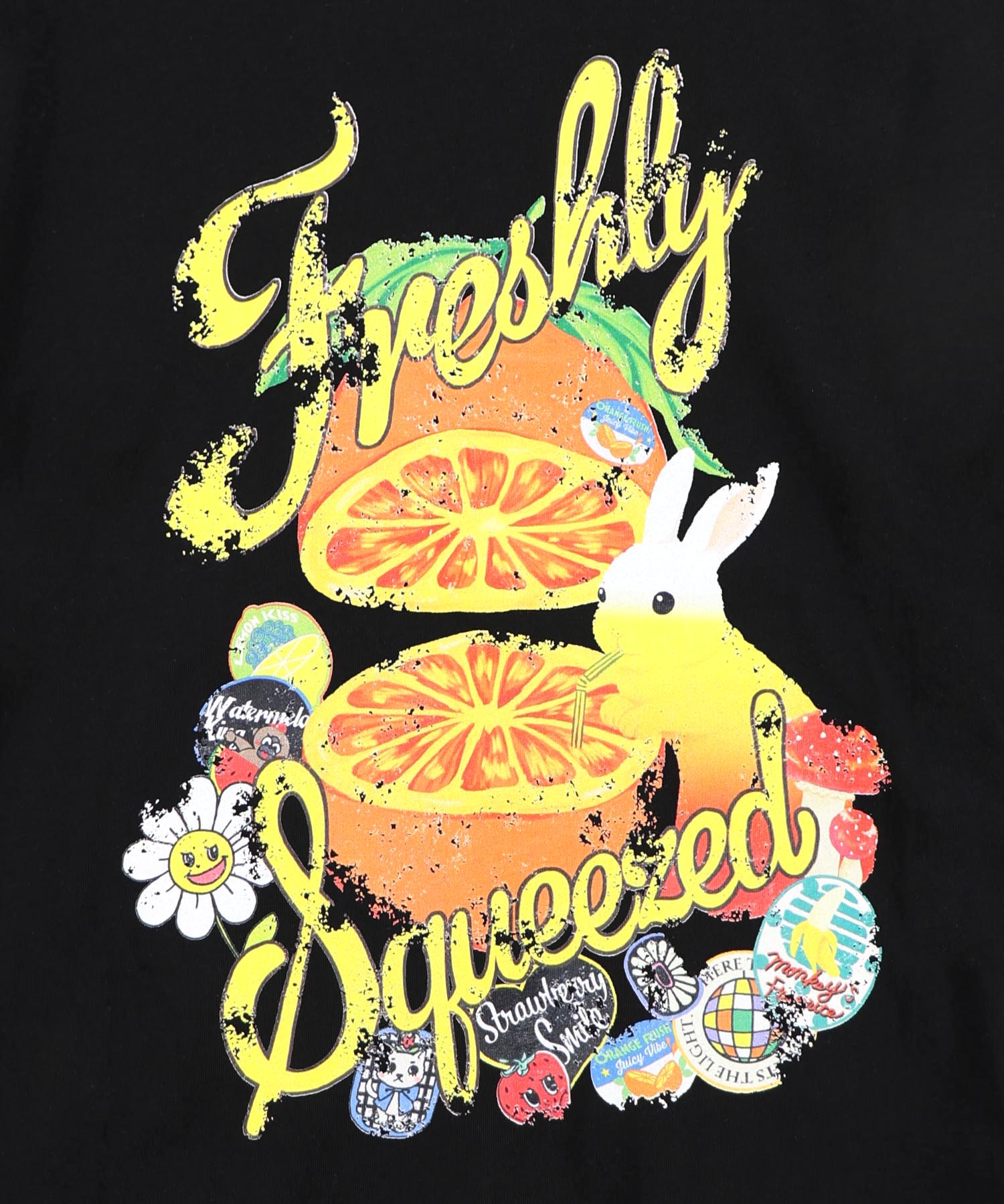 甘辛うさぎ 162708：オレンジ大好きうさぎ柄 フリル付きTシャツの通販-ScoLar