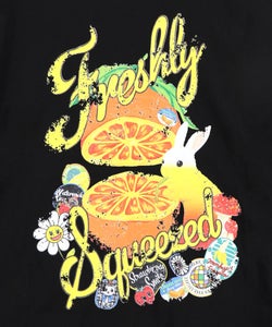 オレンジ大好きうさぎ柄 フリル付きTシャツ-7