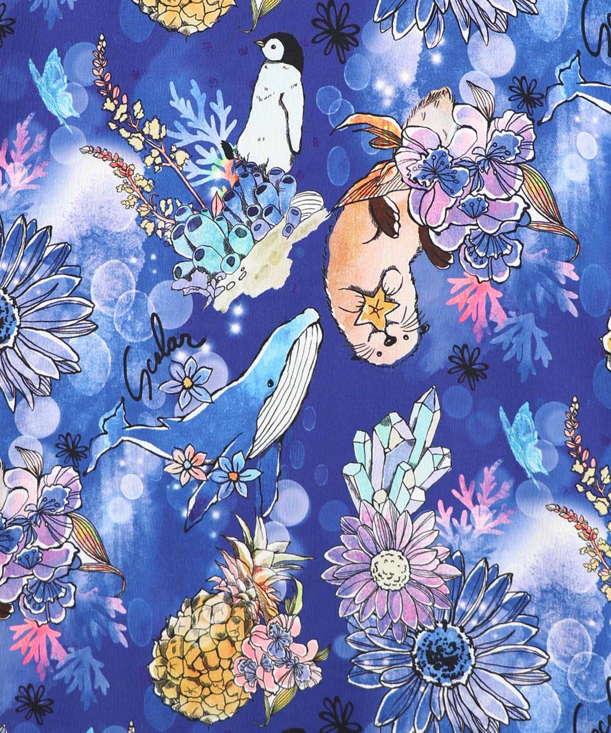 お花いっぱい水族館柄 キャミワンピース-9