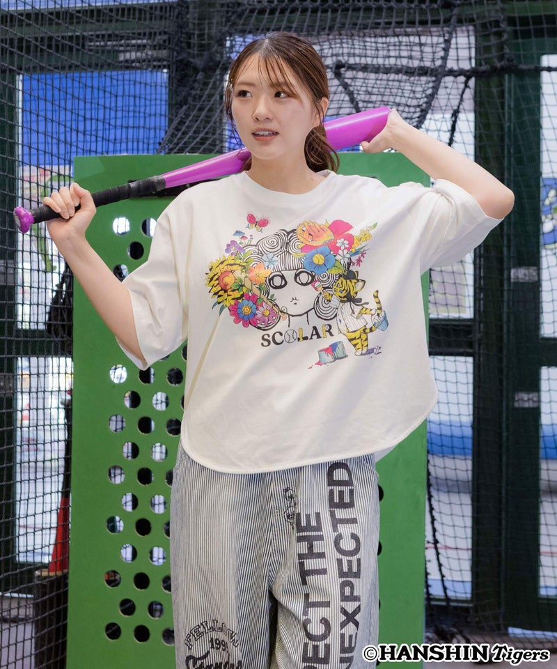 阪神タイガース×ScoLar スカラー花柄ｘちいさなトラのこども柄Ｔシャツ-3