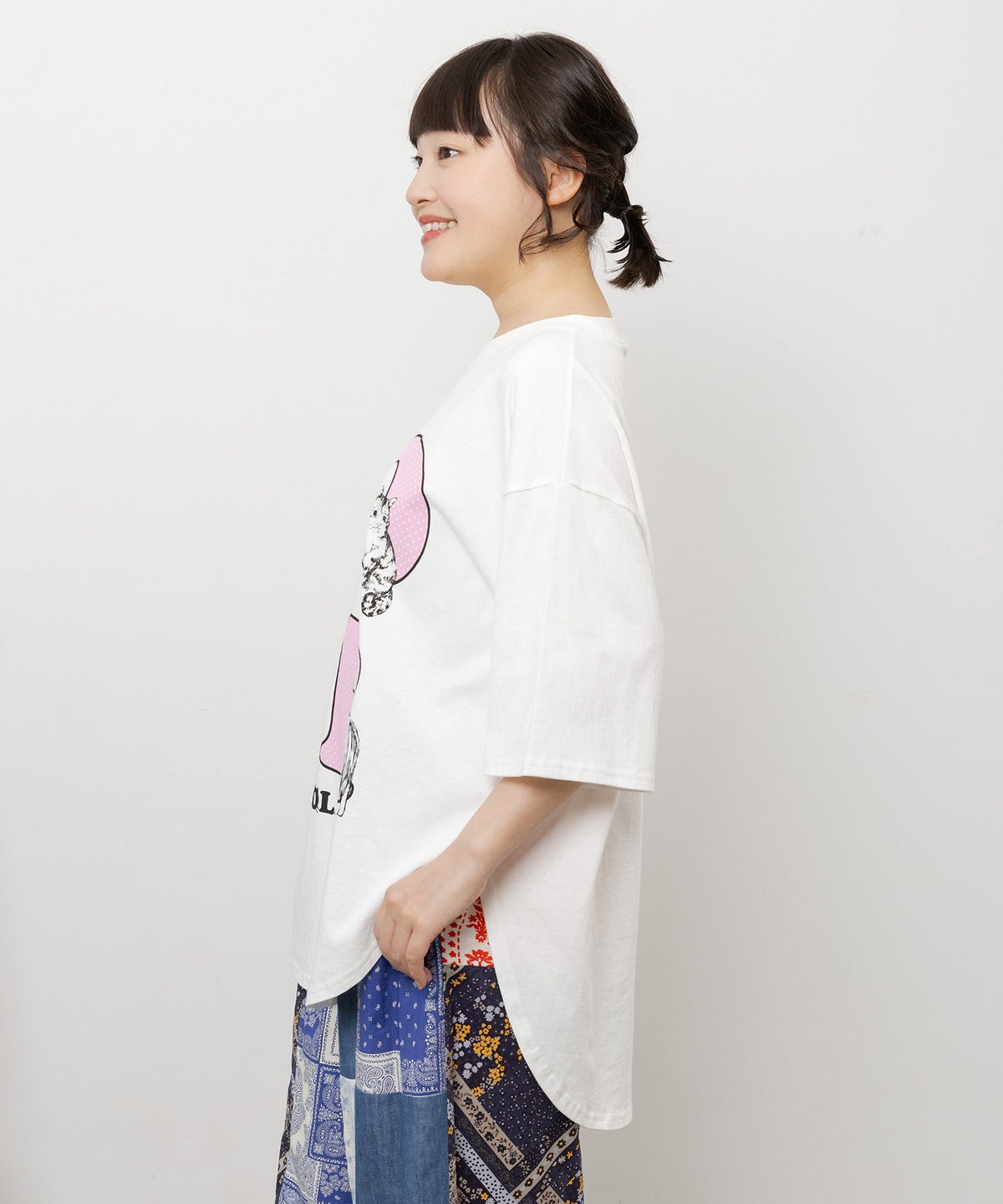 ドットスカラー わんにゃん柄Tシャツ-4