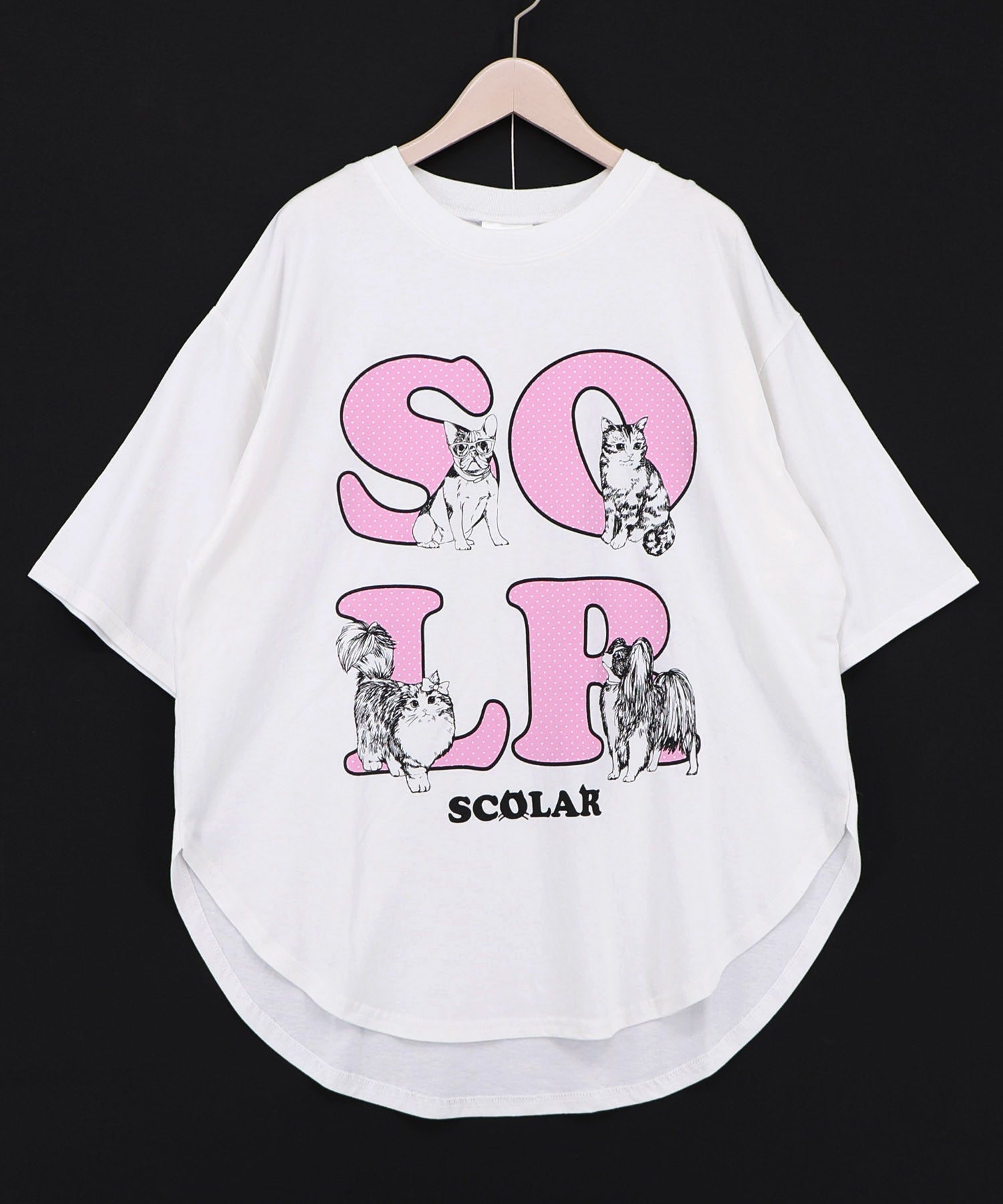 162729：ドットスカラー わんにゃん柄Tシャツの通販-ScoLar