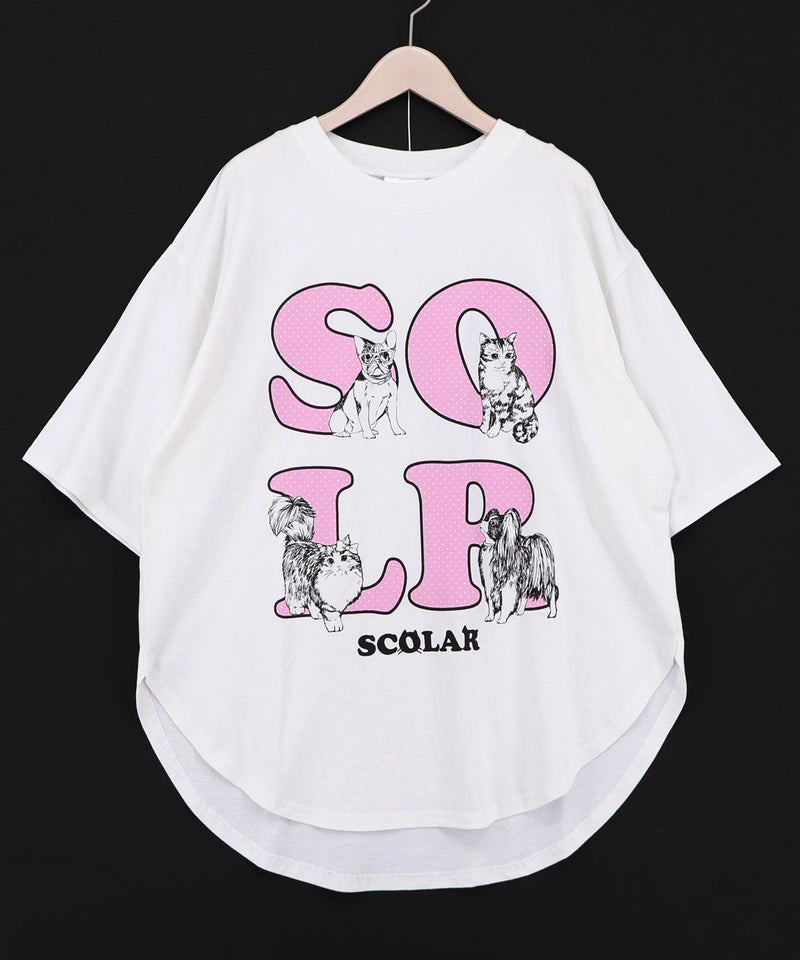 ドットスカラー わんにゃん柄Tシャツ-9