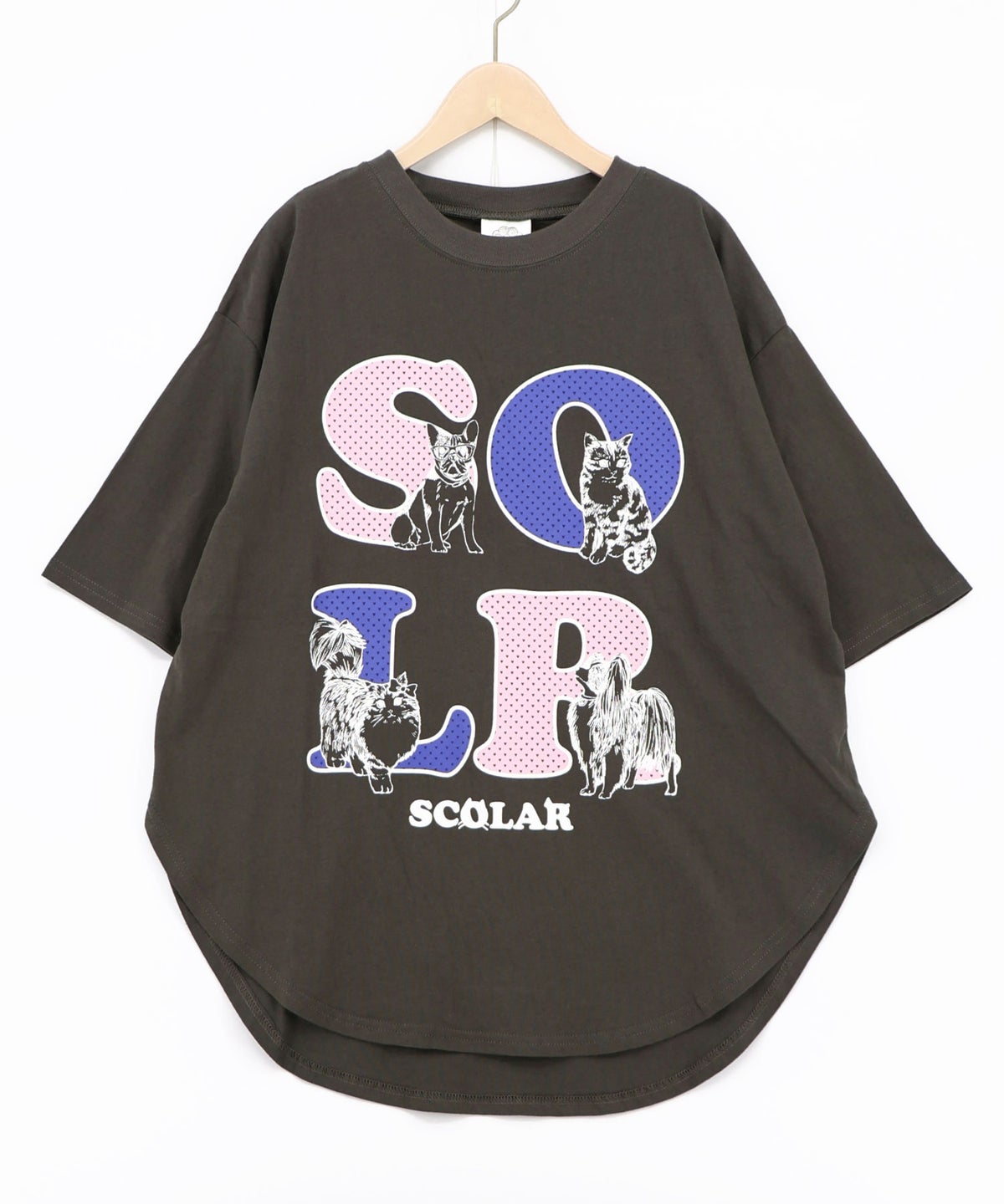 ドットスカラー わんにゃん柄Tシャツ-11