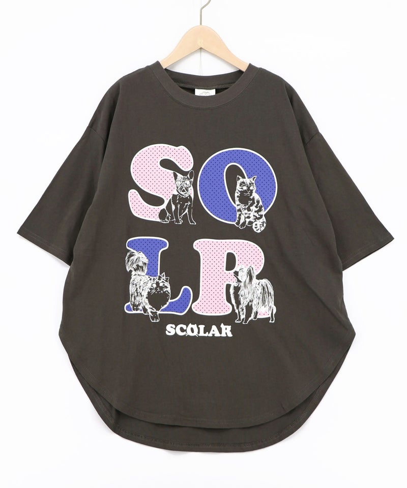 ドットスカラー わんにゃん柄Tシャツ-11