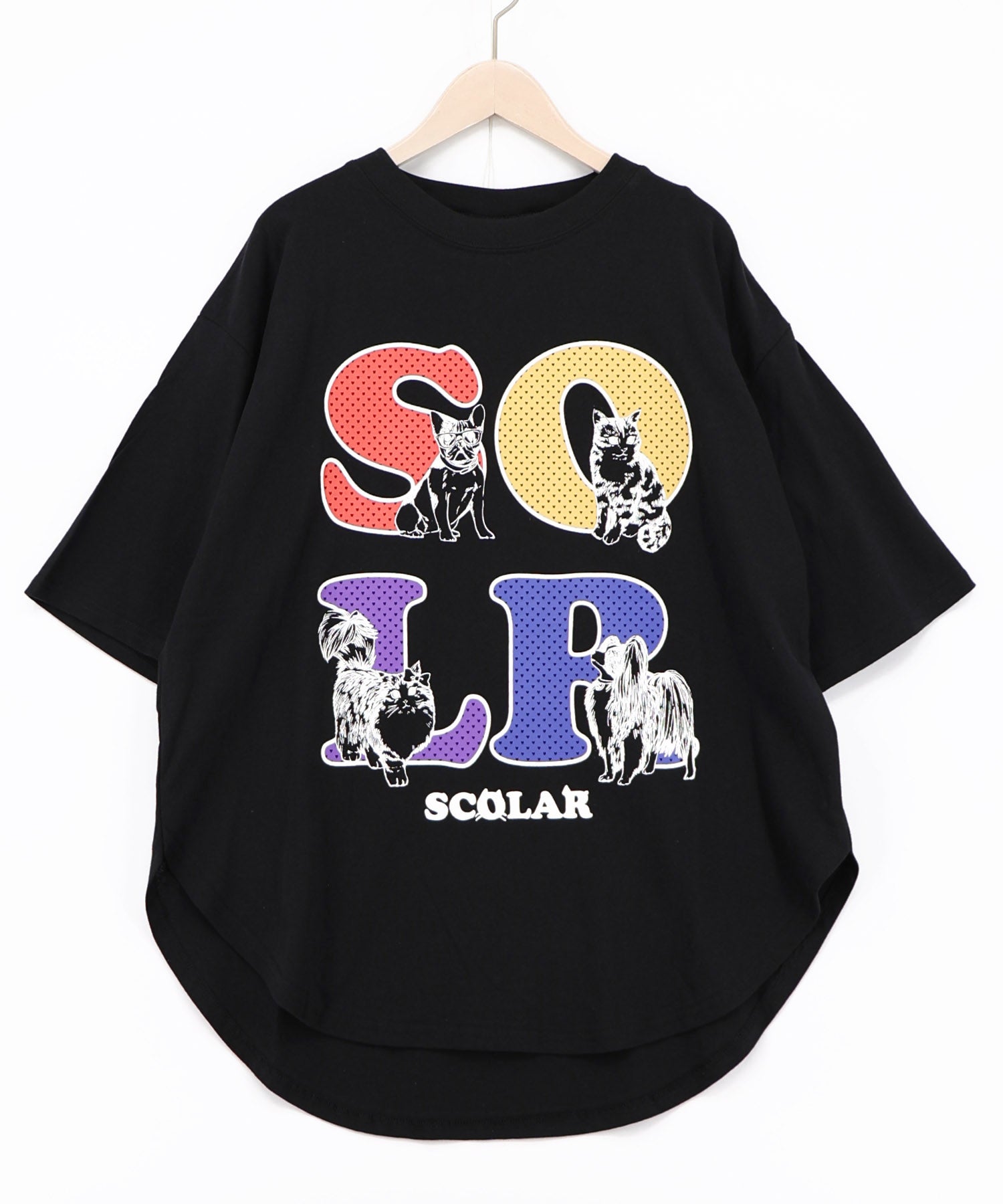 ★ねこ★ 162729：ドットスカラー わんにゃん柄Tシャツの通販-ScoLar