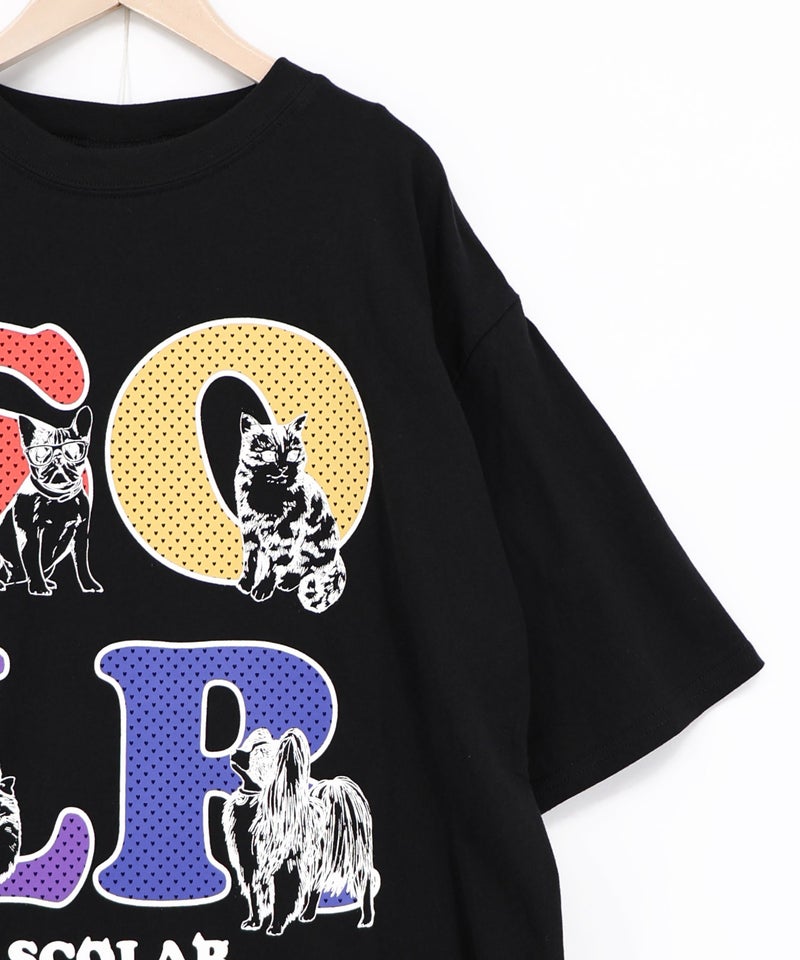 ドットスカラー わんにゃん柄Tシャツ-16
