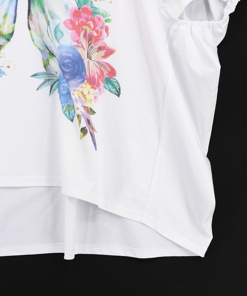 水彩調 花蝶柄シルケットタッチプルオーバー-15
