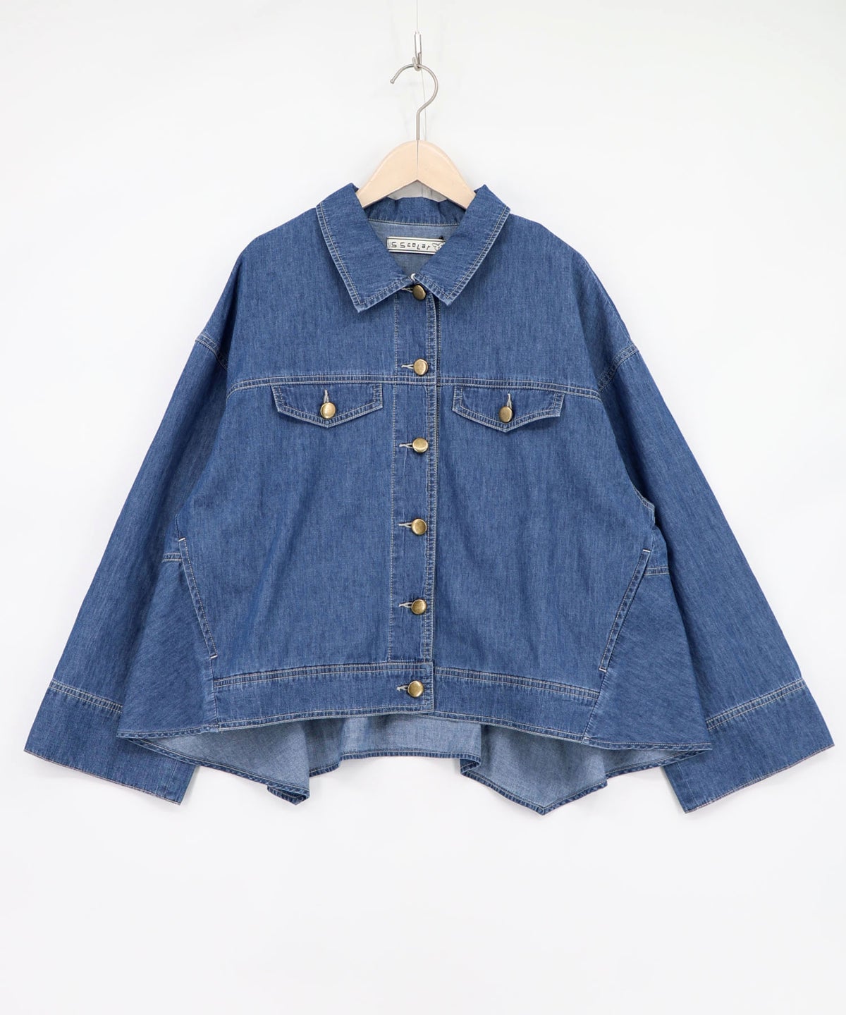 テレフォン柄バック刺繍 デニムジャケット-11