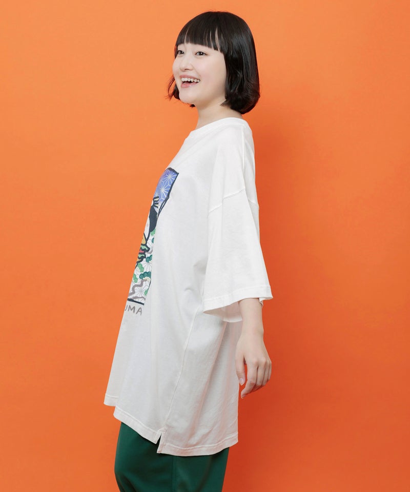 はんなりクマバーガー柄Tシャツ-4