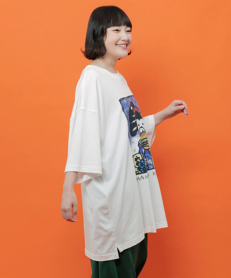 はんなりクマバーガー柄Tシャツ-7