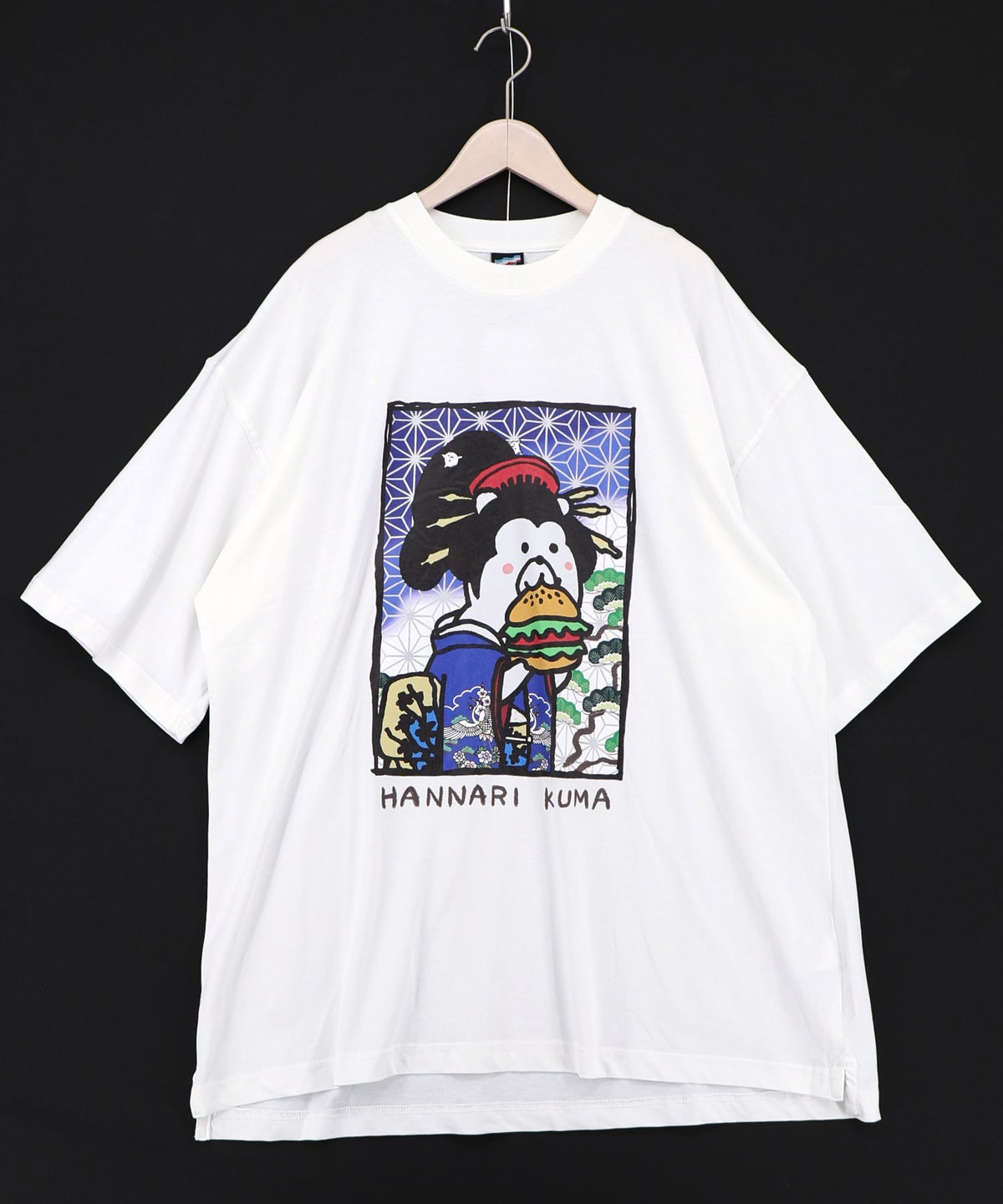 はんなりクマバーガー柄Tシャツ-10