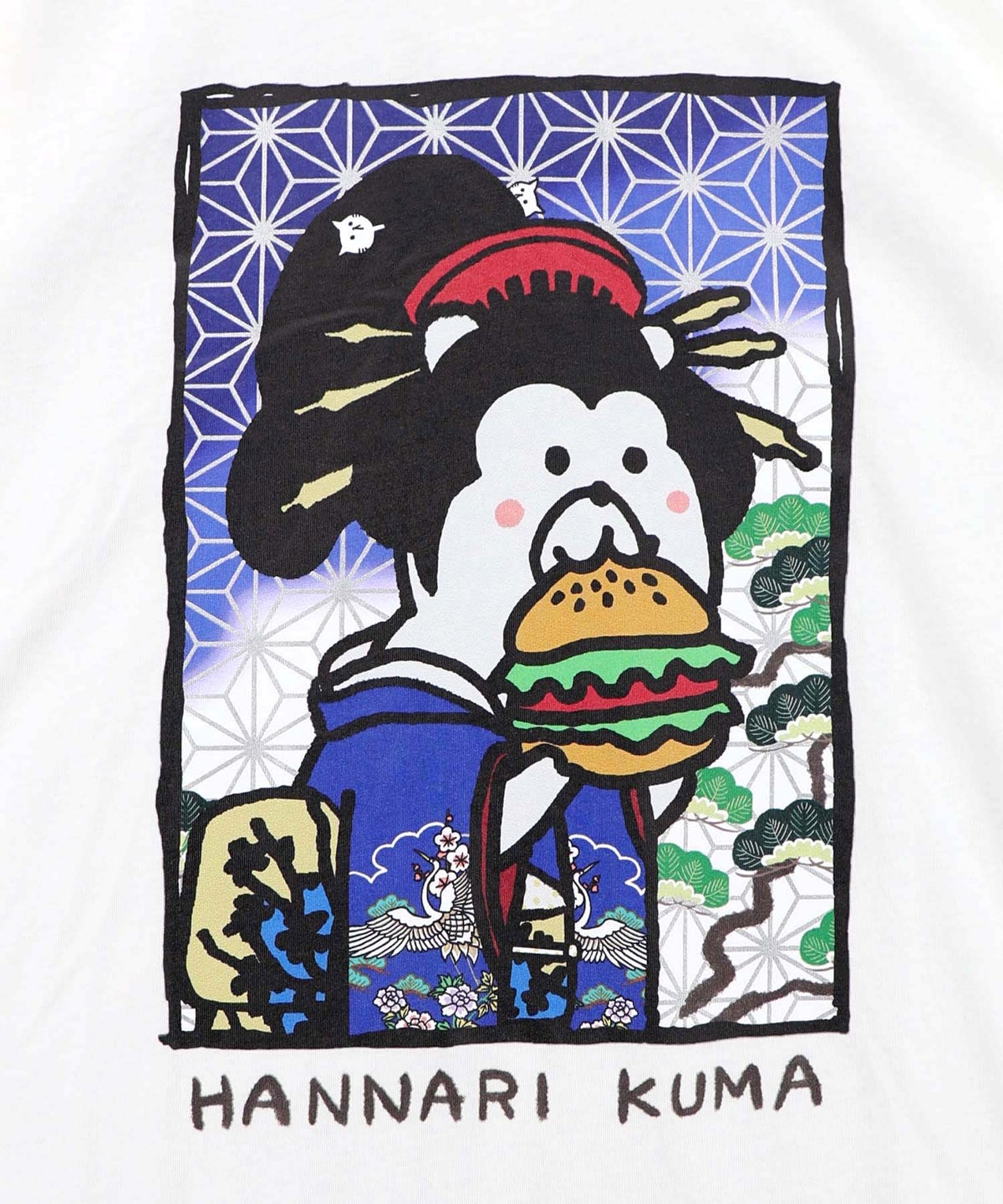 はんなりクマバーガー柄Tシャツ-11