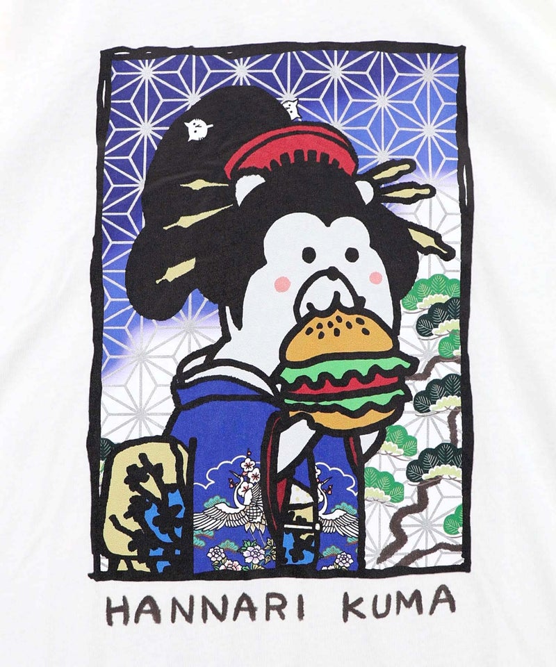 はんなりクマバーガー柄Tシャツ-11