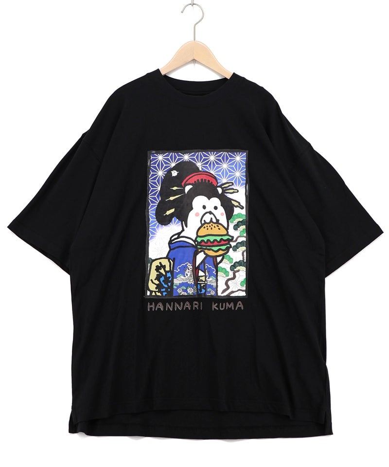 はんなりクマバーガー柄Tシャツ-12
