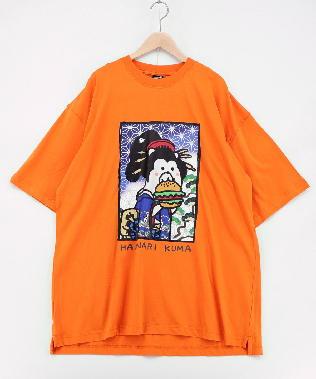 はんなりクマバーガー柄Tシャツ-14