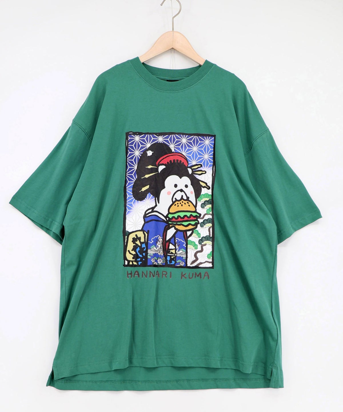 はんなりクマバーガー柄Tシャツ-16