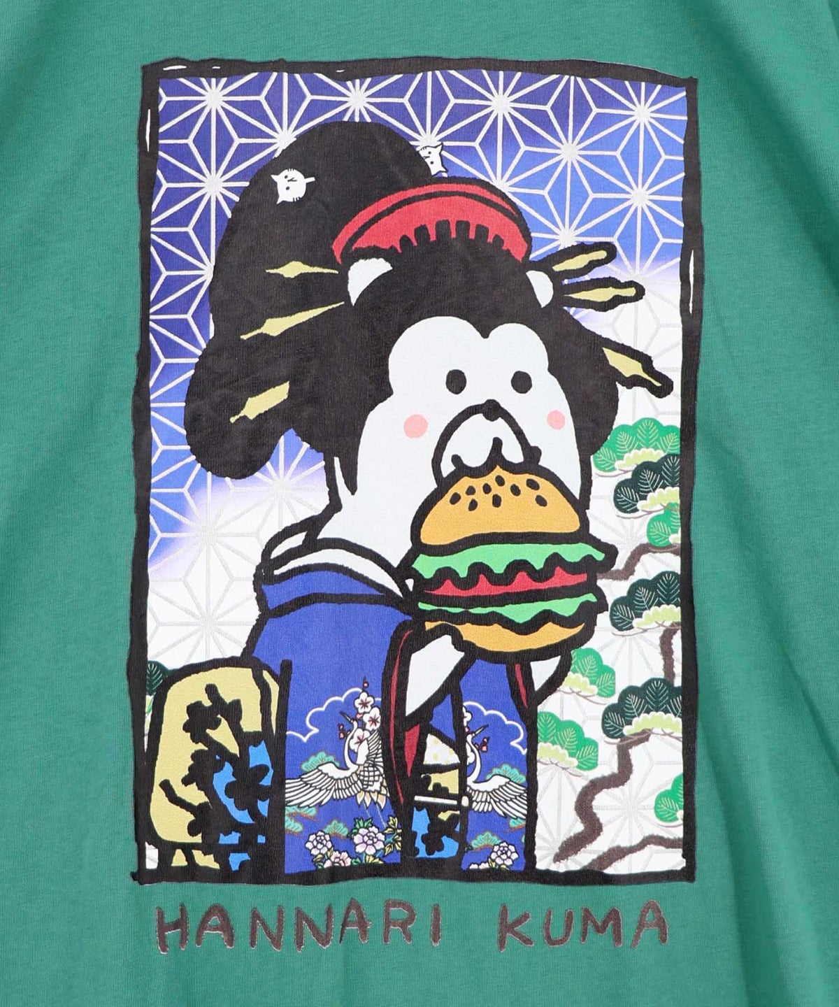 はんなりクマバーガー柄Tシャツ-17