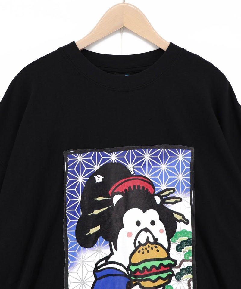 はんなりクマバーガー柄Tシャツ-18
