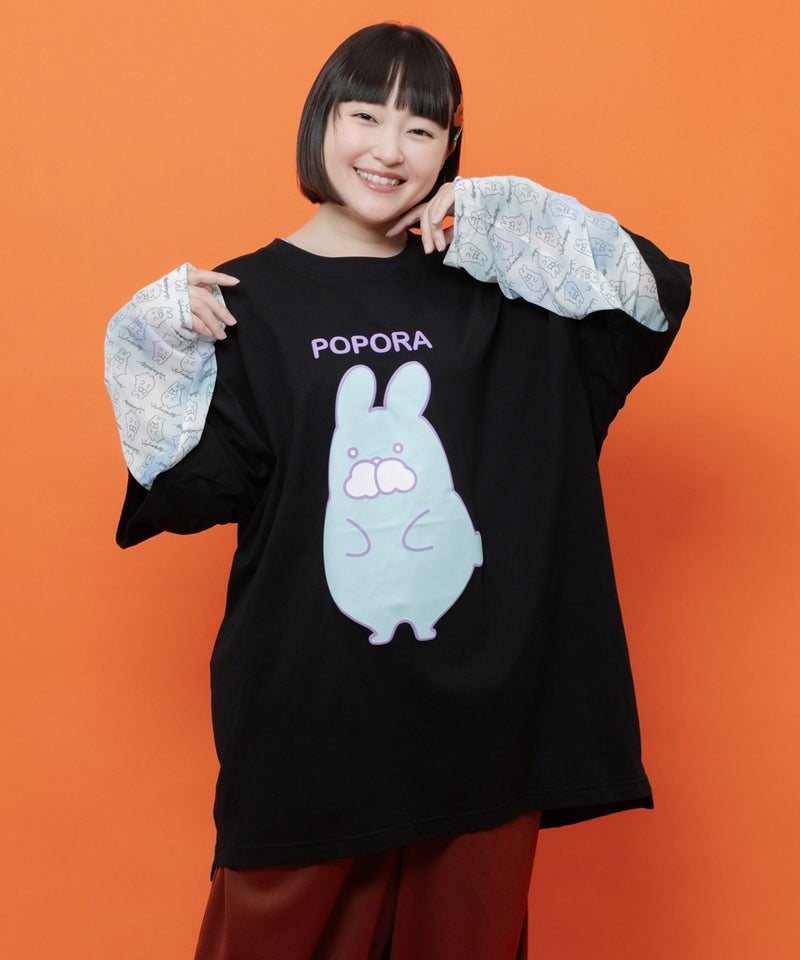 ポンポン ポポラ柄Tシャツ-2