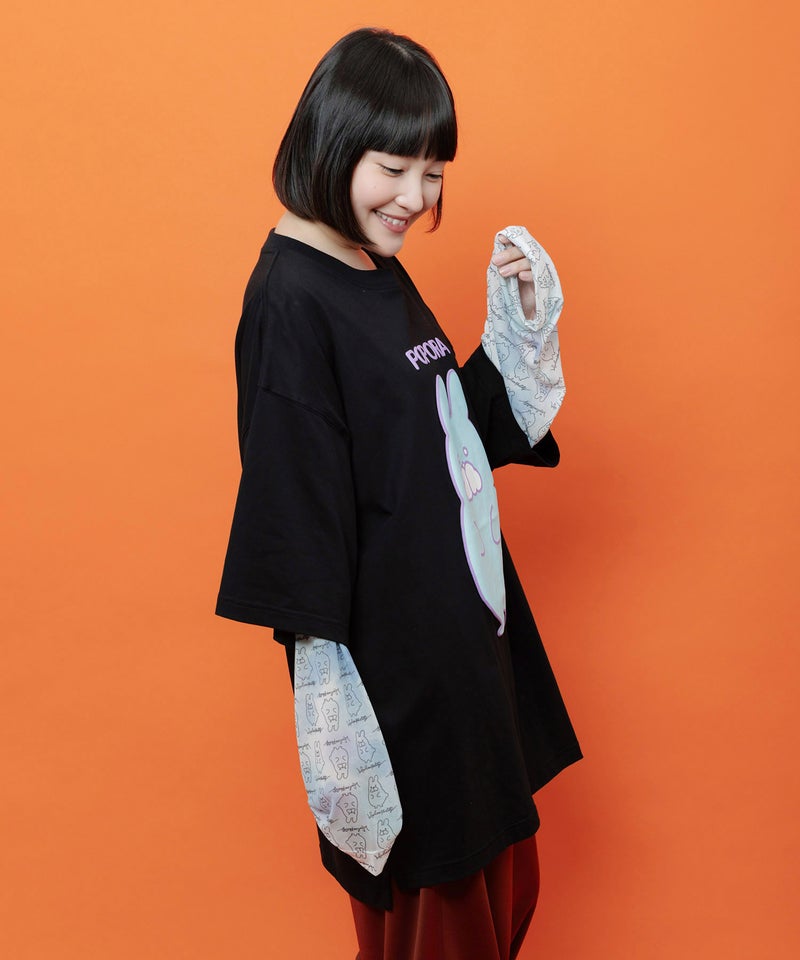 ポンポン ポポラ柄Tシャツ-5