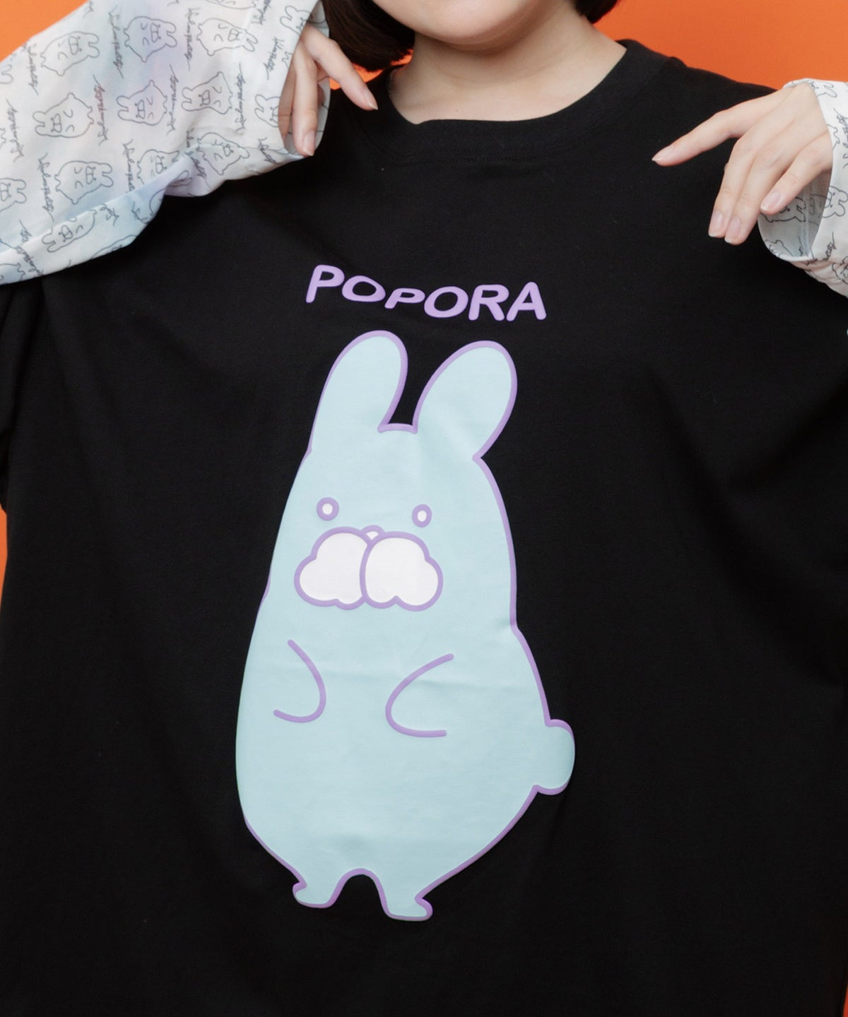 ポンポン ポポラ柄Tシャツ-6