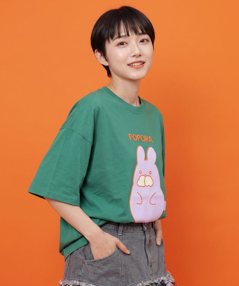 ポンポン ポポラ柄Tシャツ-7