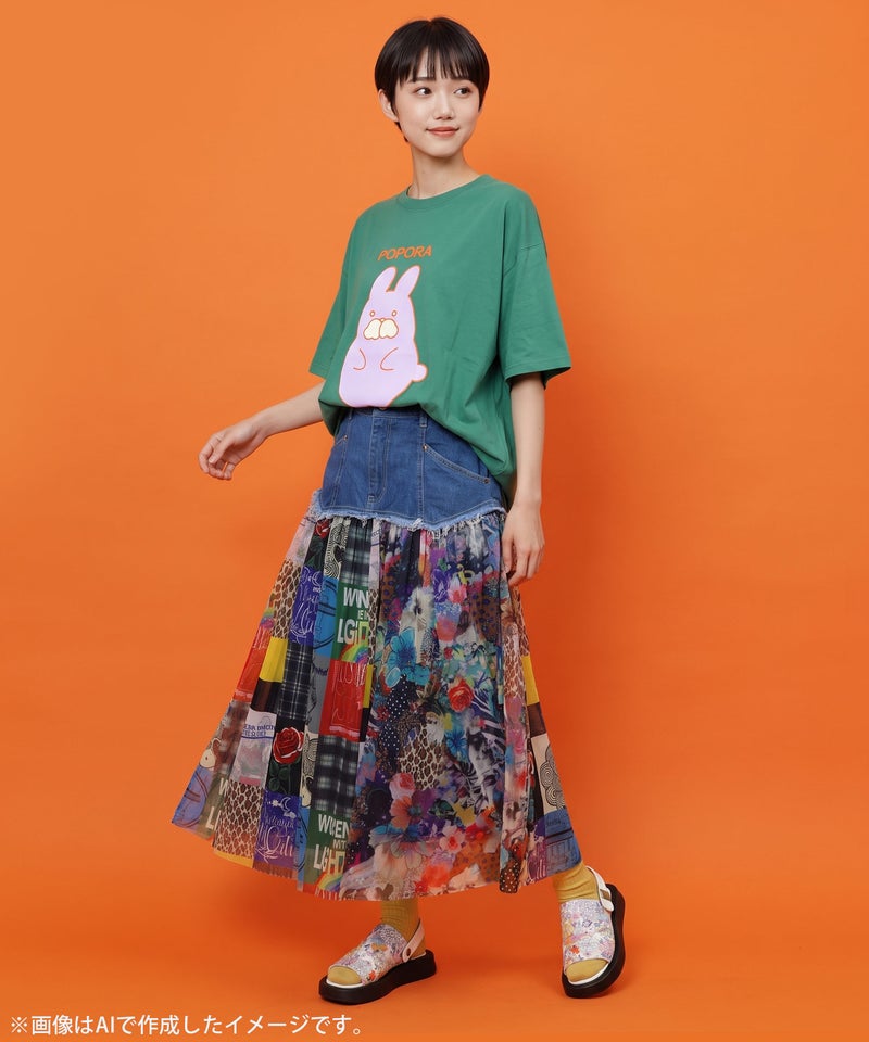 ポンポン ポポラ柄Tシャツ-8