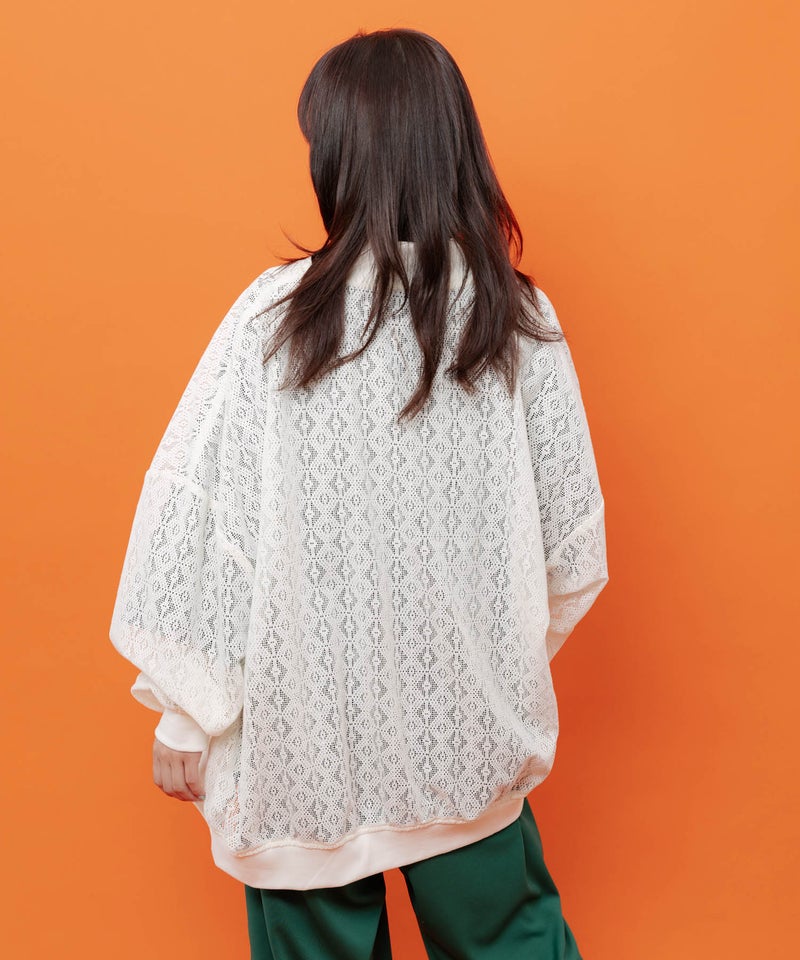 招きタイネコ×はんなりクマ 刺繍レースブルゾン-4