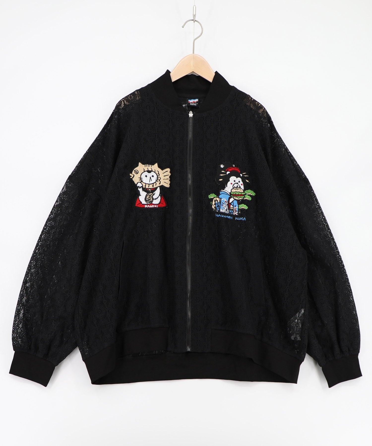 362126：招きタイネコ×はんなりクマ 刺繍レースブルゾンの通販-ScoLar