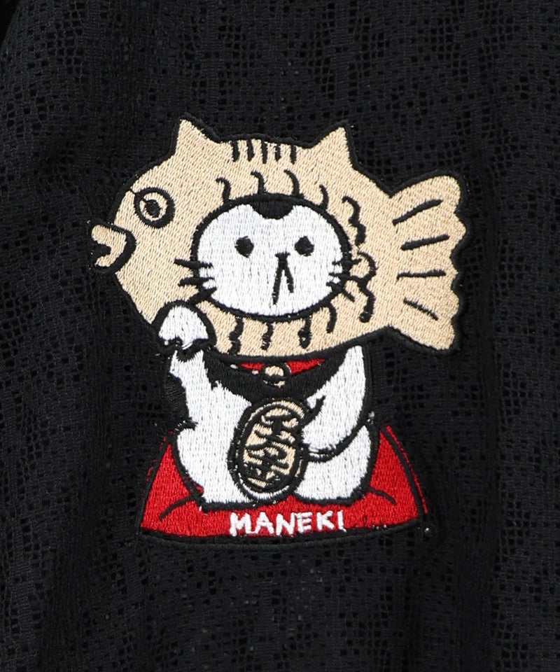 招きタイネコ×はんなりクマ 刺繍レースブルゾン-16