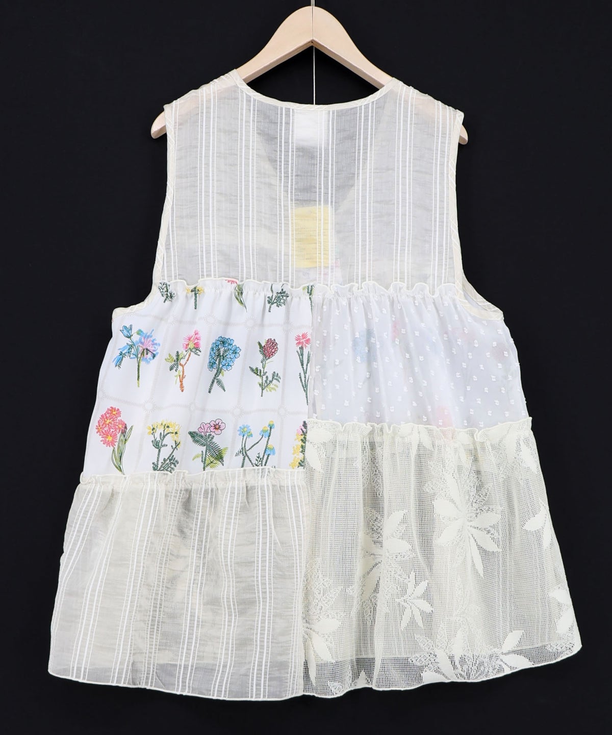 花柄×シフォン×レース 異素材シアージレ-9