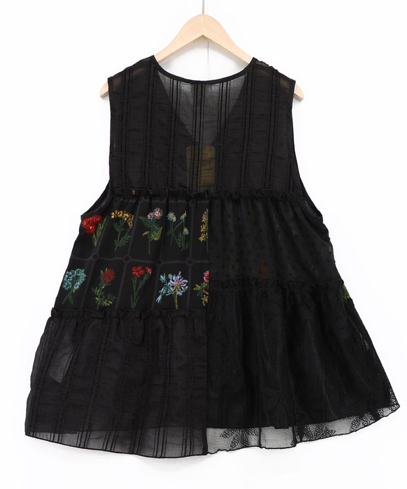 花柄×シフォン×レース 異素材シアージレ-12