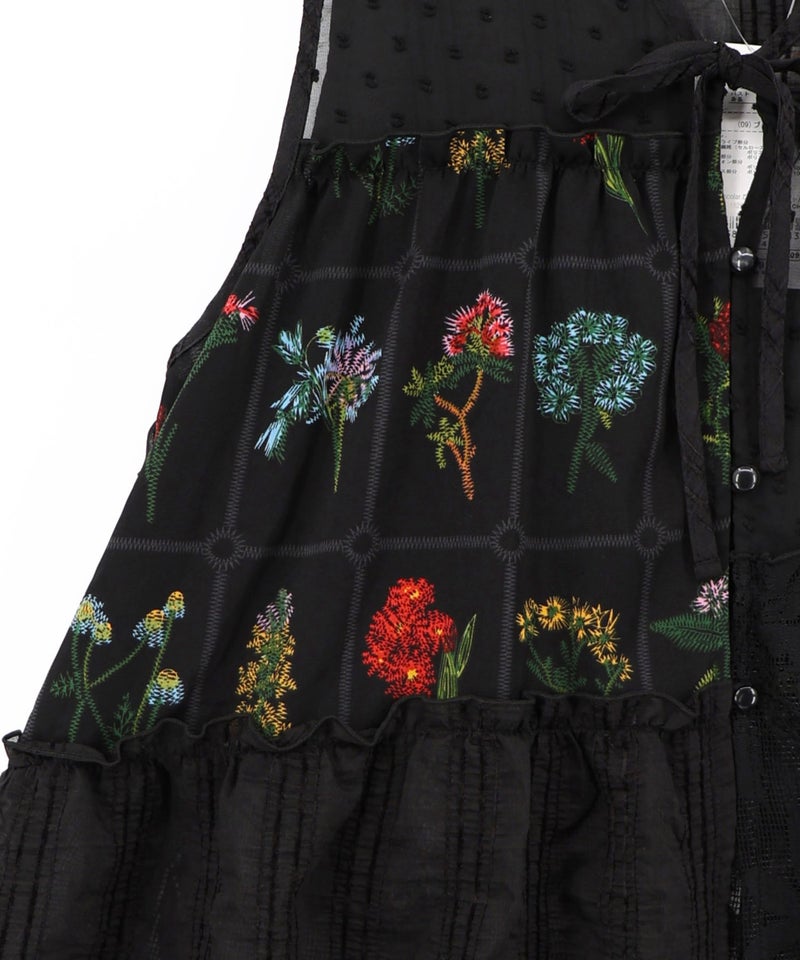 花柄×シフォン×レース 異素材シアージレ-13