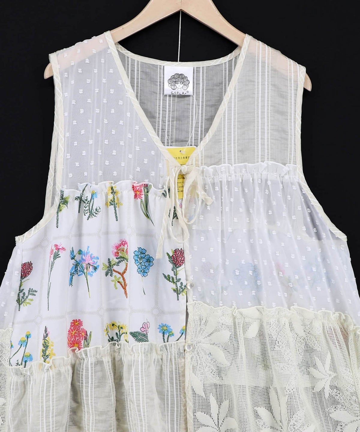花柄×シフォン×レース 異素材シアージレ-14