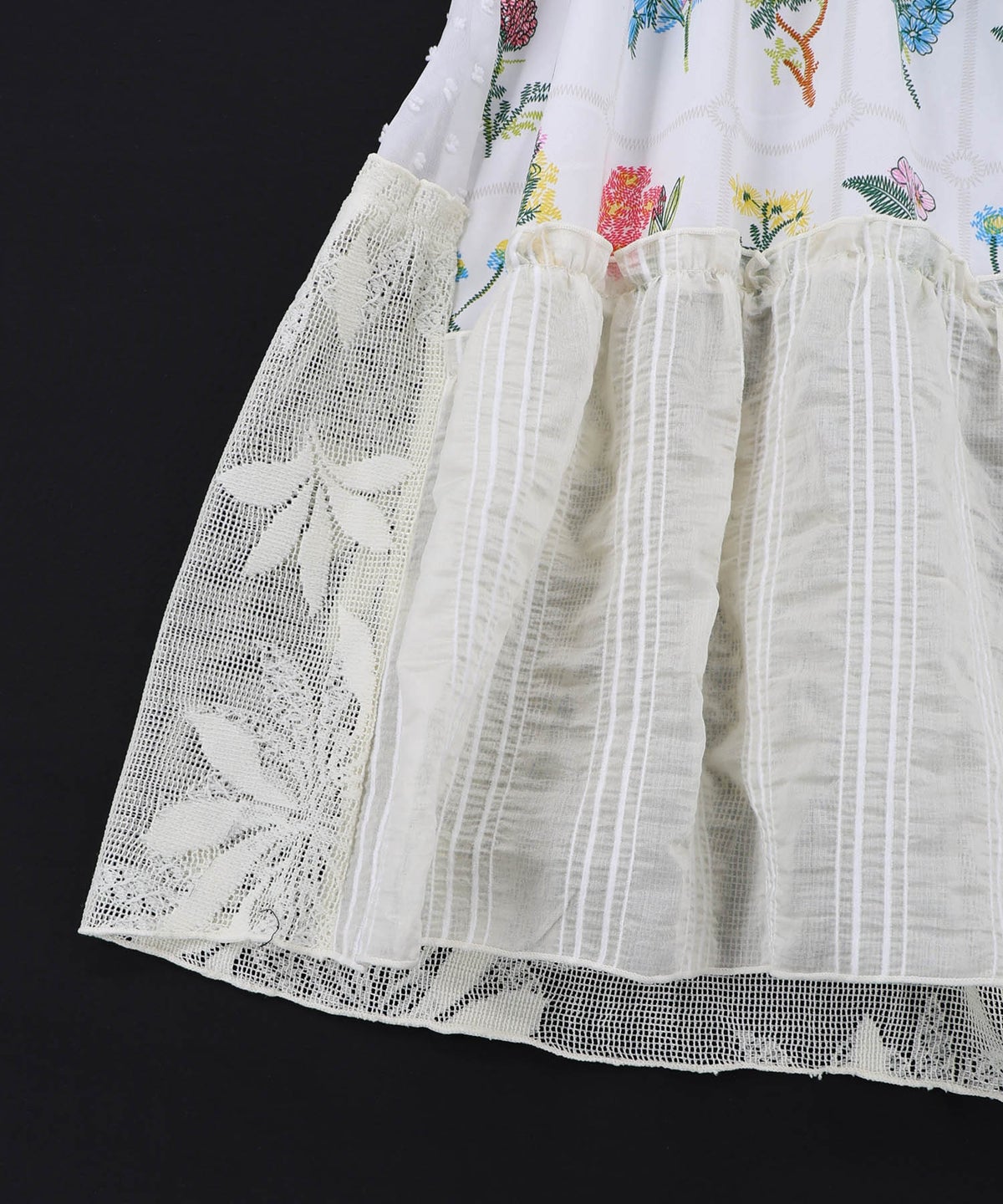 花柄×シフォン×レース 異素材シアージレ-16