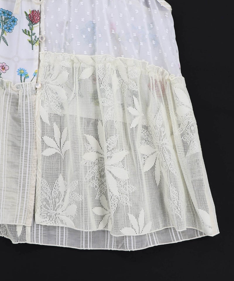 花柄×シフォン×レース 異素材シアージレ-17