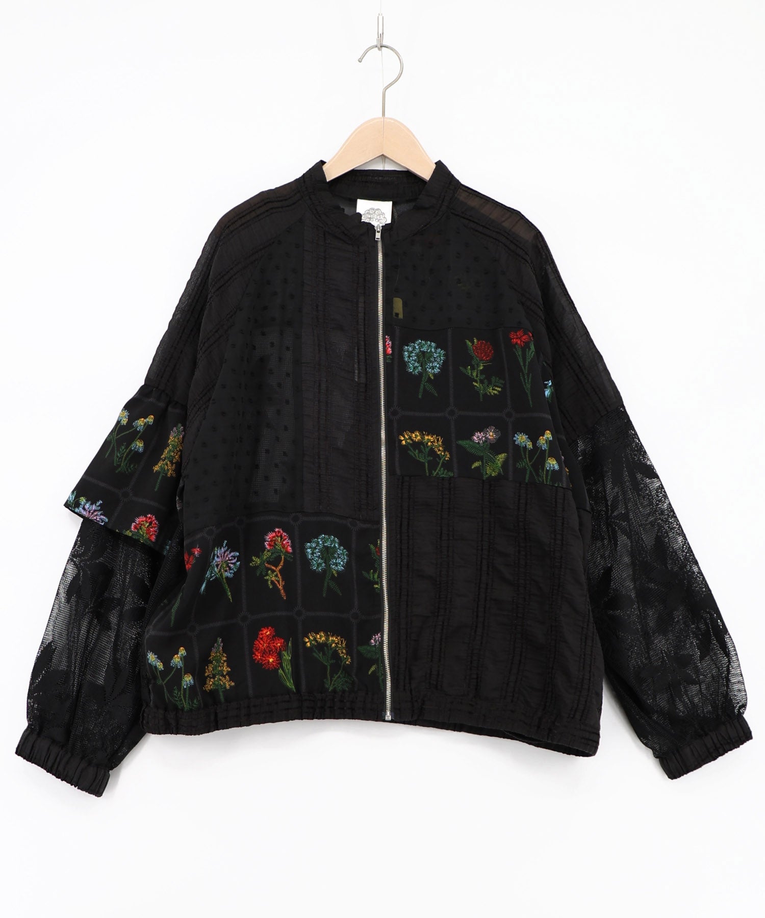 162739：花柄×シフォン×レース 異素材シアーブルゾンの通販-ScoLar