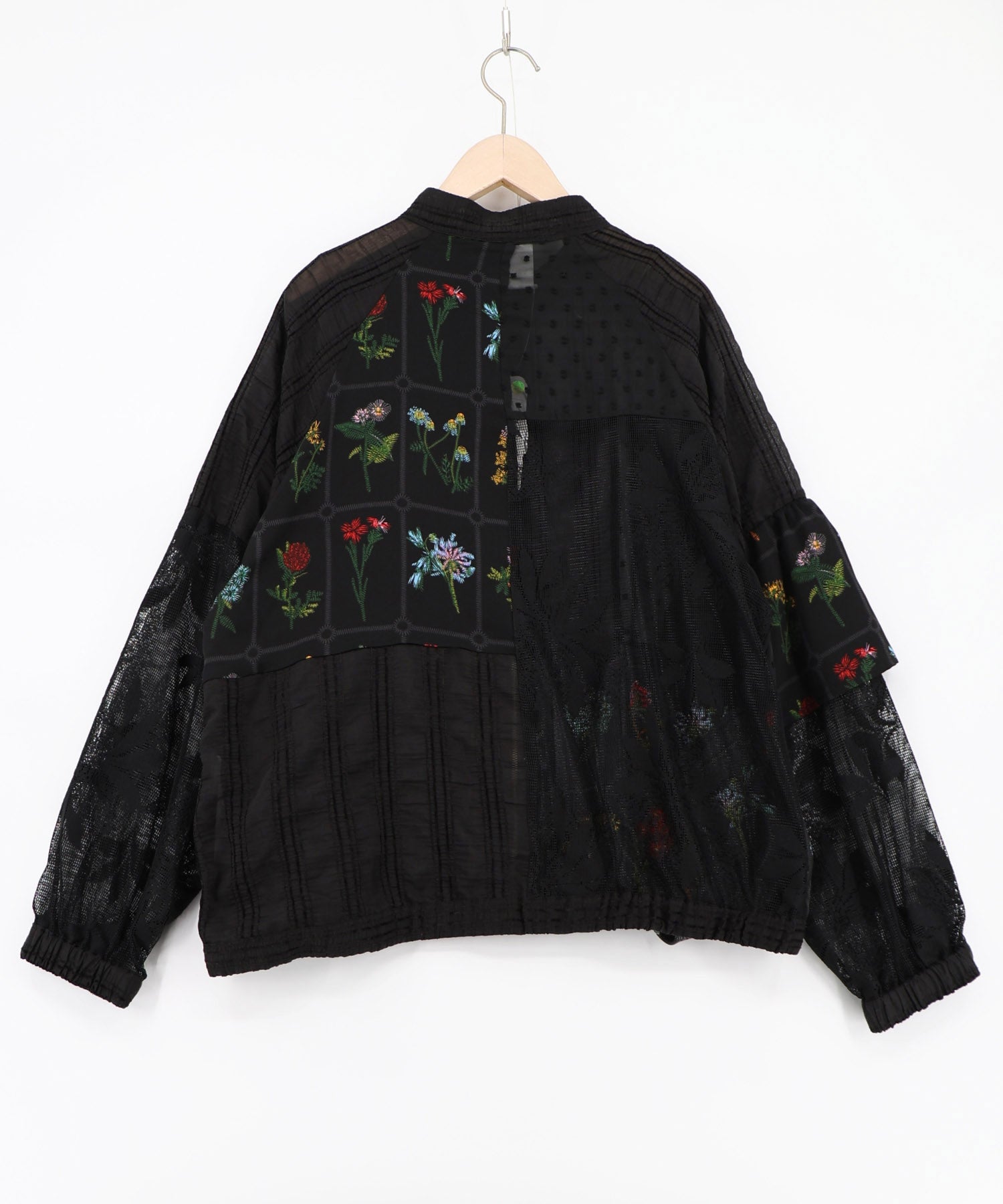 162739：花柄×シフォン×レース 異素材シアーブルゾンの通販-ScoLar