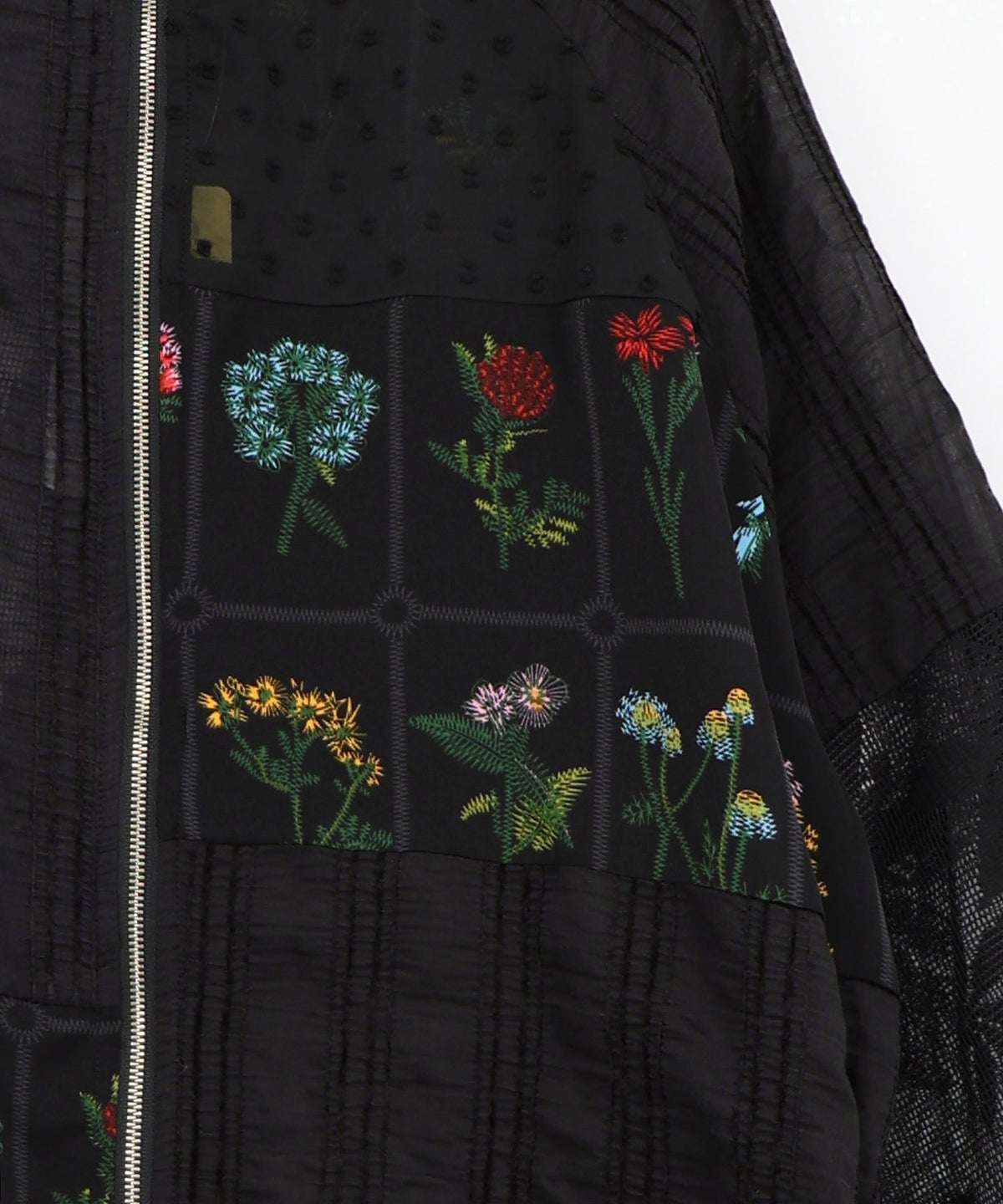 花柄×シフォン×レース 異素材シアーブルゾン-15