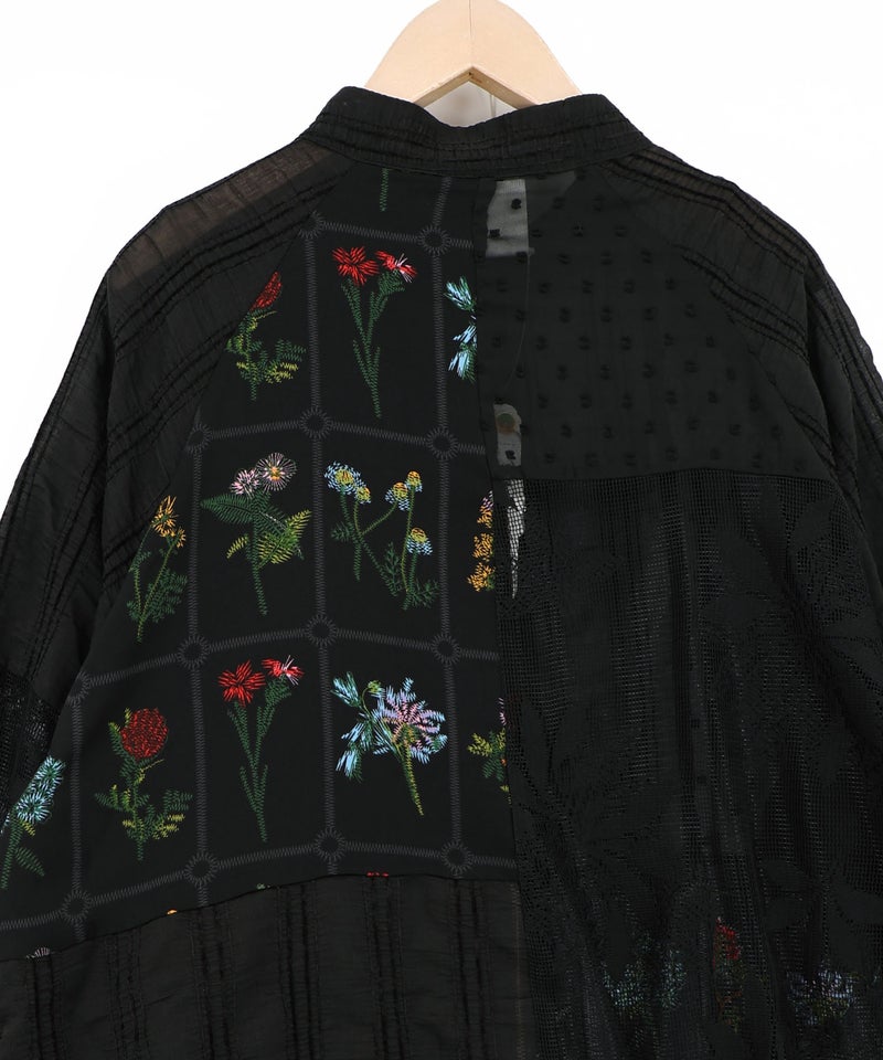 花柄×シフォン×レース 異素材シアーブルゾン-22