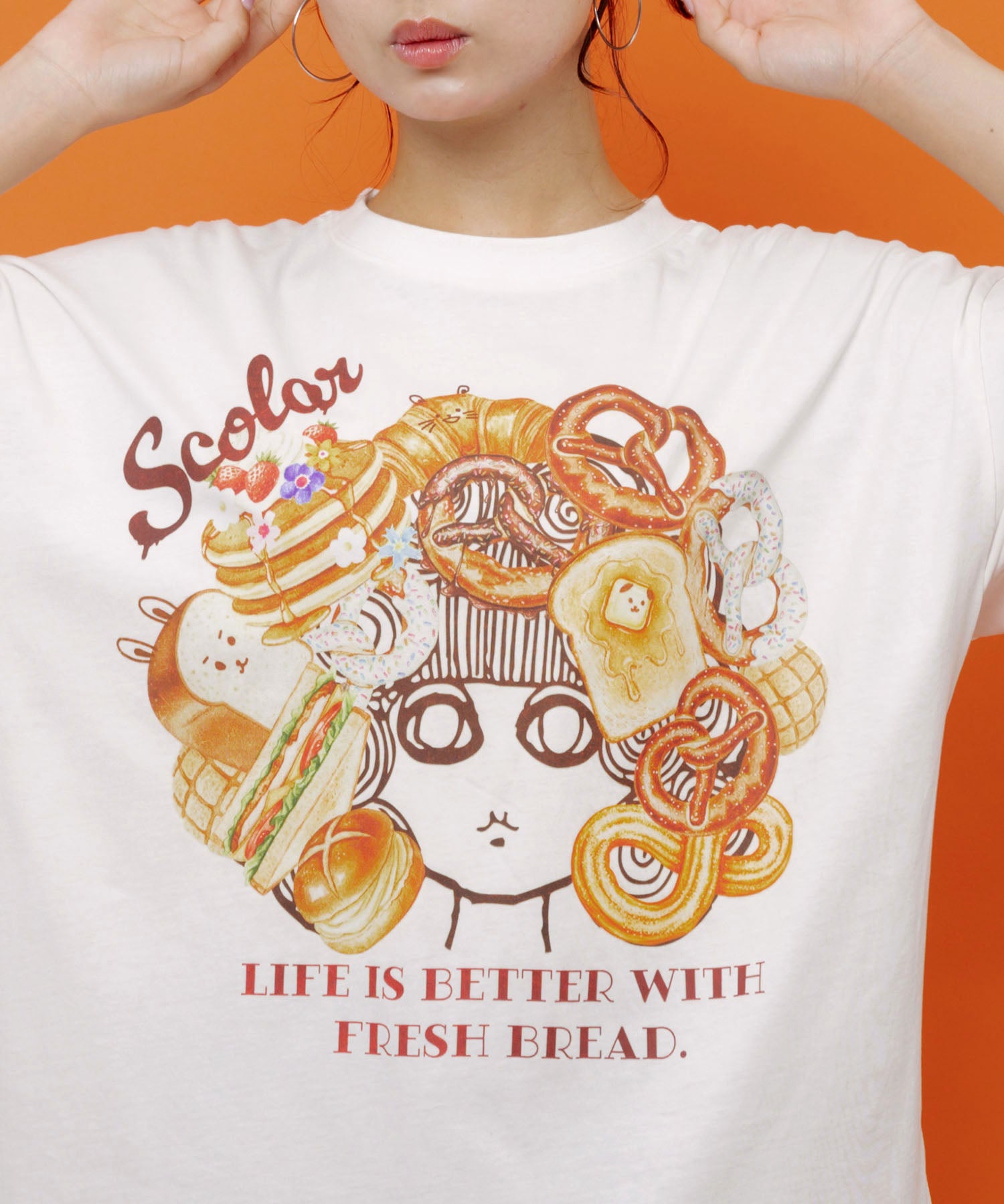 162735：スカラーちゃんベーカリー柄Tシャツの通販-ScoLar
