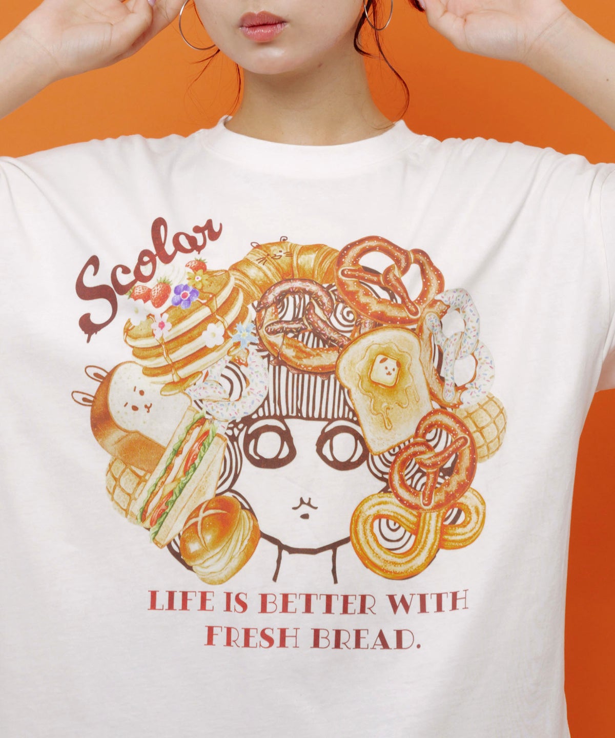 スカラーちゃんベーカリー柄Tシャツ-6