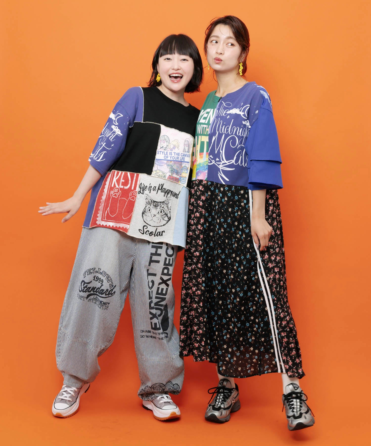 162732：配色パッチワーク風切替Tシャツの通販-ScoLar