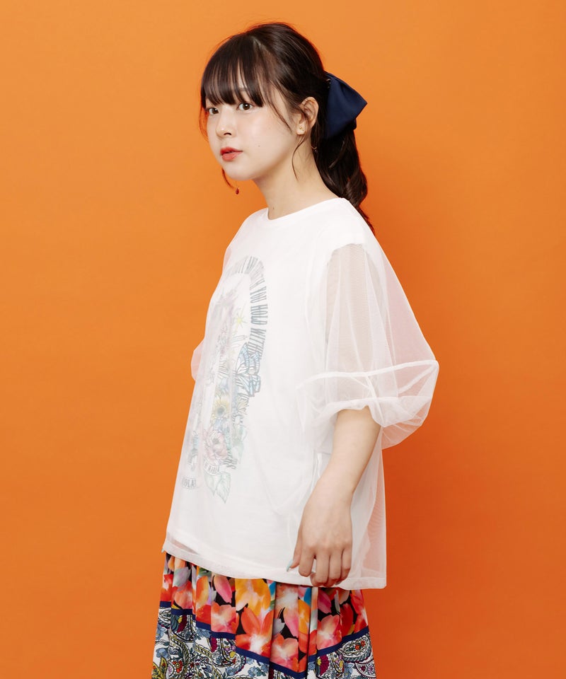 チュール＆彫像柄タンク SETトップス-6