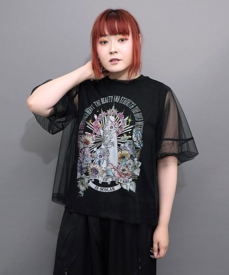 チュール＆彫像柄タンク SETトップス-10