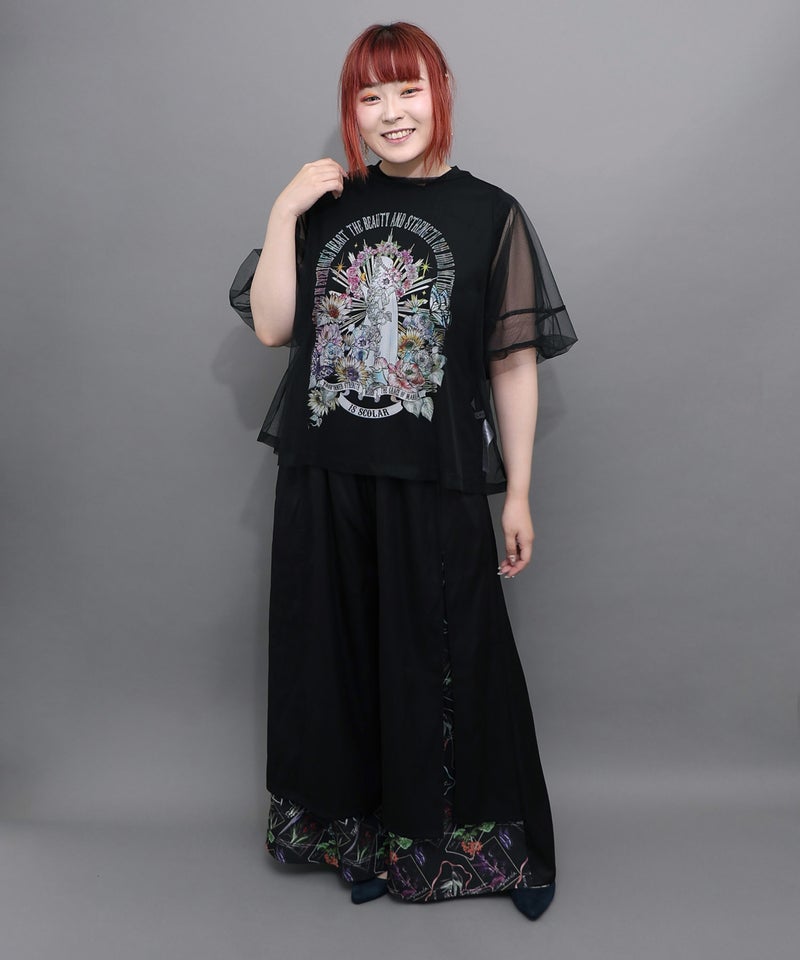チュール＆彫像柄タンク SETトップス-11